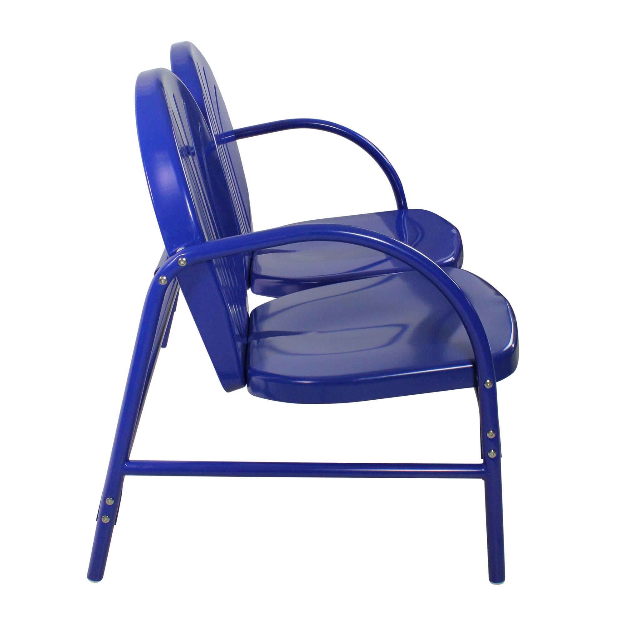 47" Blue Retro Tulip Outdoor Loveseat